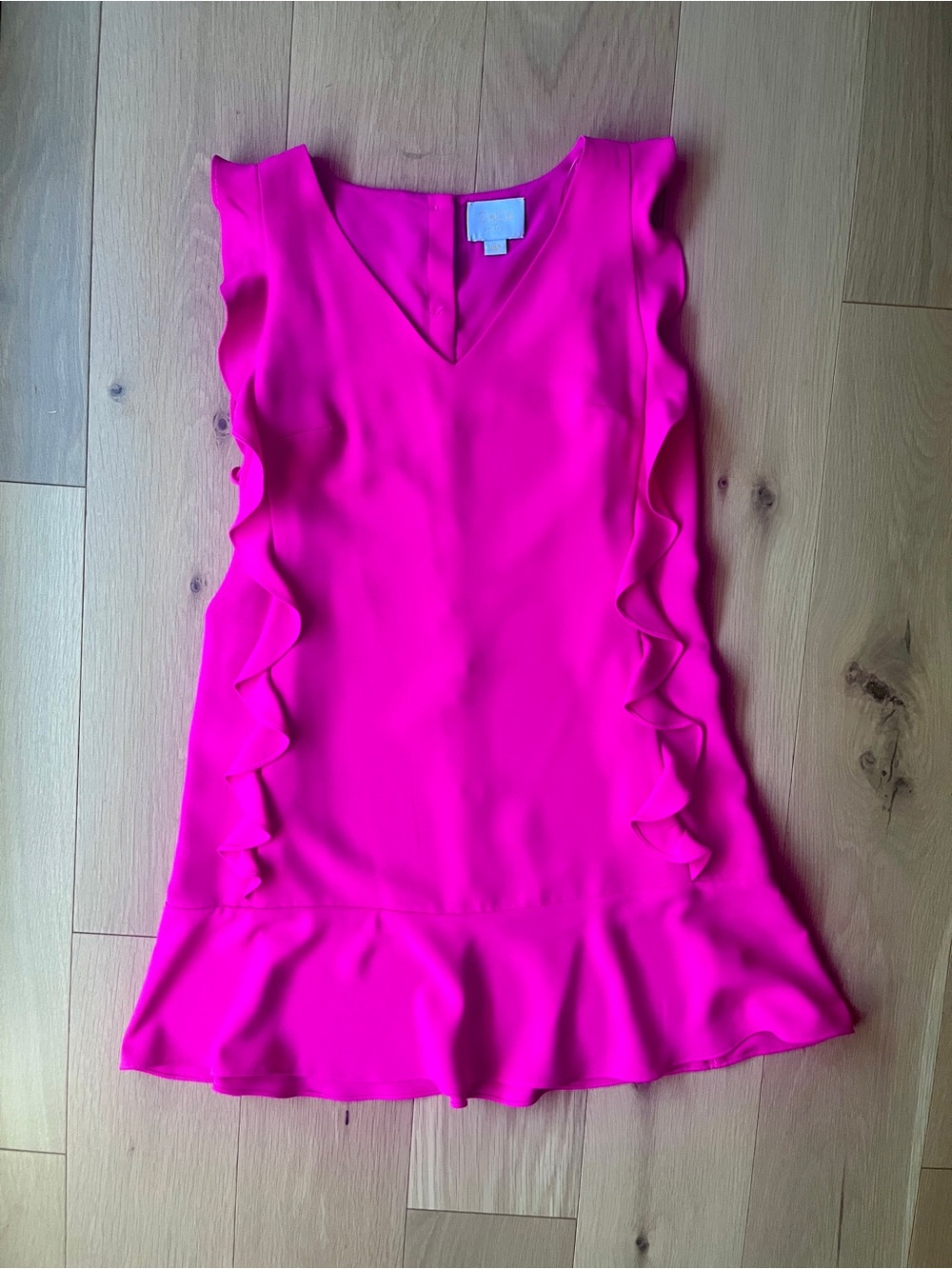 CeCe by Cynthia Steffe "Harper" Ruffle V-Neck Dress - Hot Pink Size 8